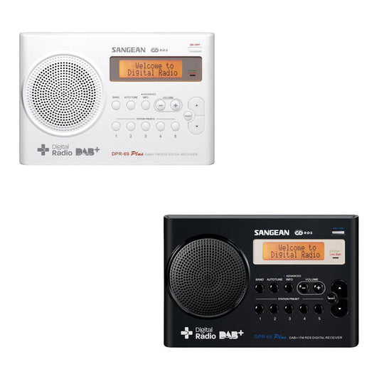 Sangean DPR-69+ tragbares DAB+ und UKW Radio mit RDS in weiß oder schwarz